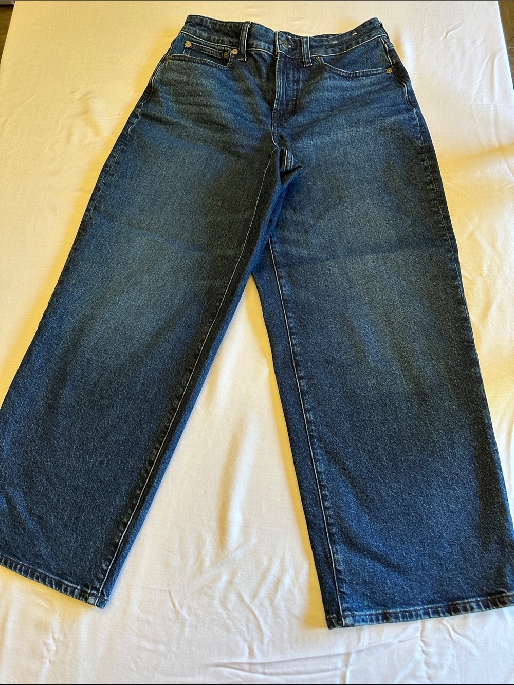 Madewell Women's The Curvy Perfect Vintage Wide-Leg Jeans in Dark Blue Denim